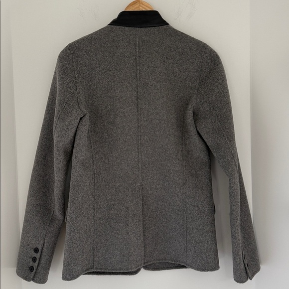 Vince Grey Wool and Leather Blazer Size 4 - Picture 3 of 4